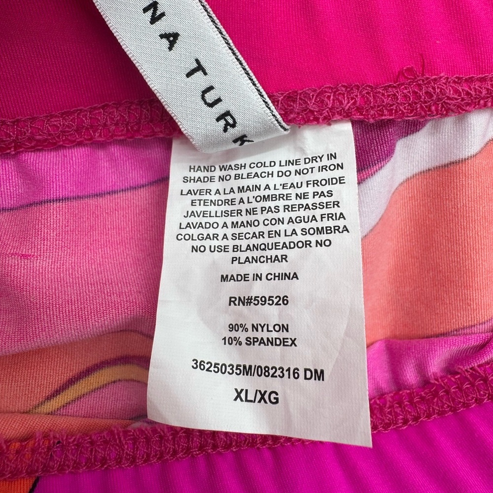 Trina Turk Vivid Vista Pink and Orange Wide Leg Cover up Pants, Size XL - Picture 9 of 12